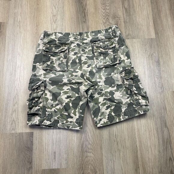 Aeropostale Cargo Shorts Mens 36 Green Camo Camouflage Multiple Pockets Cotton - Picture 8 of 13